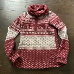 Roots Women's Burgundy and White Winter Patterned Sweater